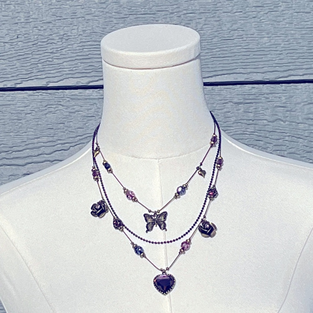 Betsey Johnson Y2K Vintage Hearts and Butterflies Necklace NWT